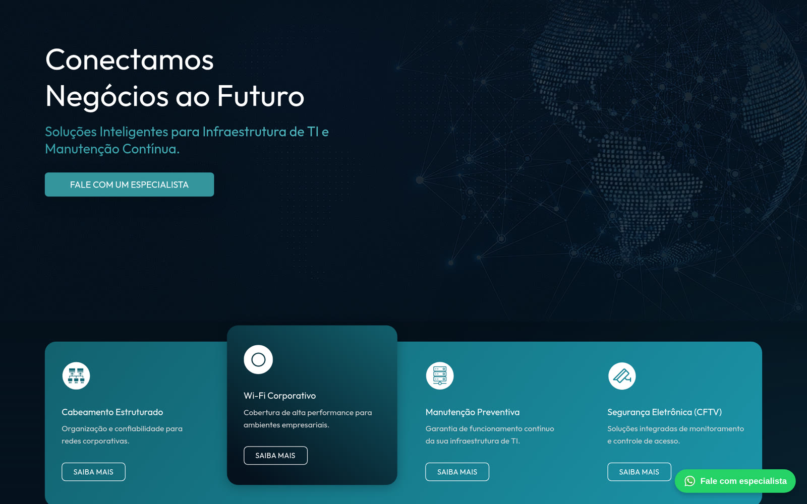 Página do site BDG Tecnologia