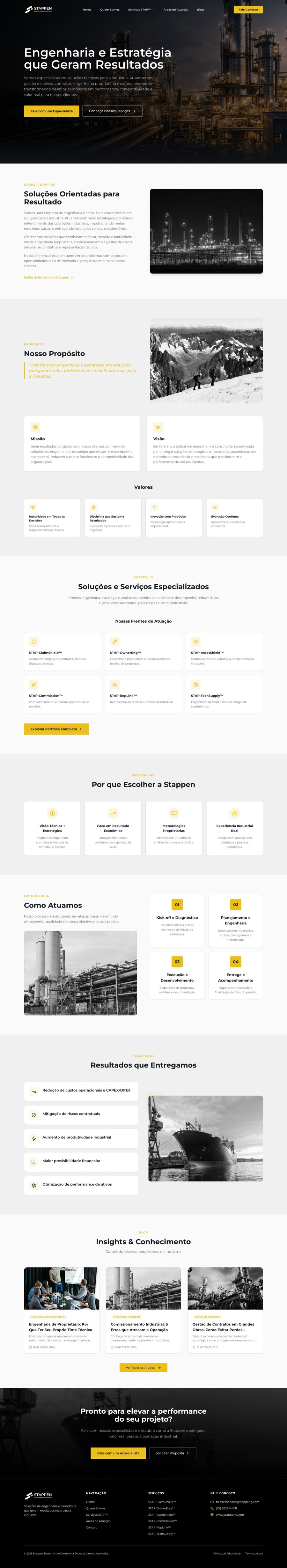 Página do site Stapp Engenharia